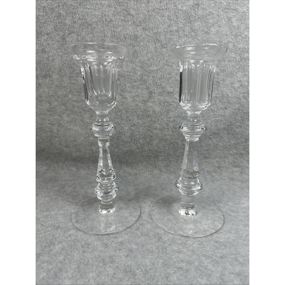 Pair (2) 8" Waterford Irish Crystal Curraghmore Candlesticks Candle Holders EUC